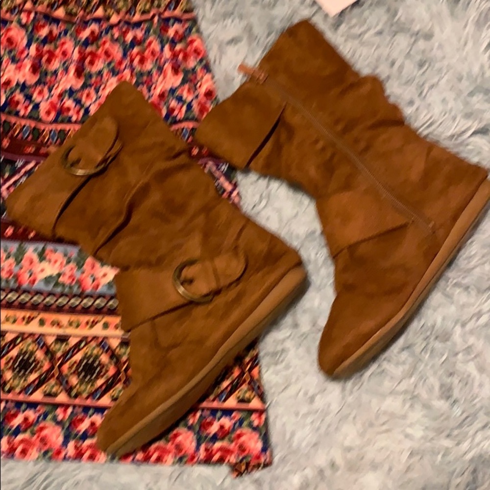 Brown suede boots